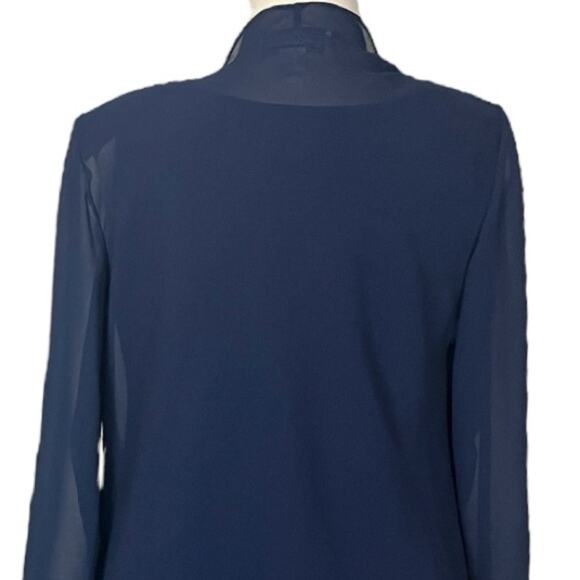 Jessica Howard Midi Jacket Dress Ruffle Front Chiffon Navy Blue Women’s Size 14W - Picture 7 of 13